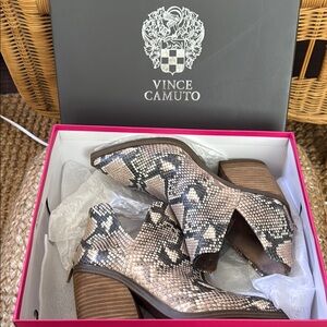 Vince Camuto Snakeskin Ankle Booties with Stacked Heel